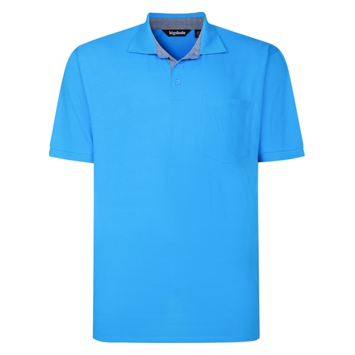 Bigdude gestreiftes, strukturiertes Poloshirt, Hellblau